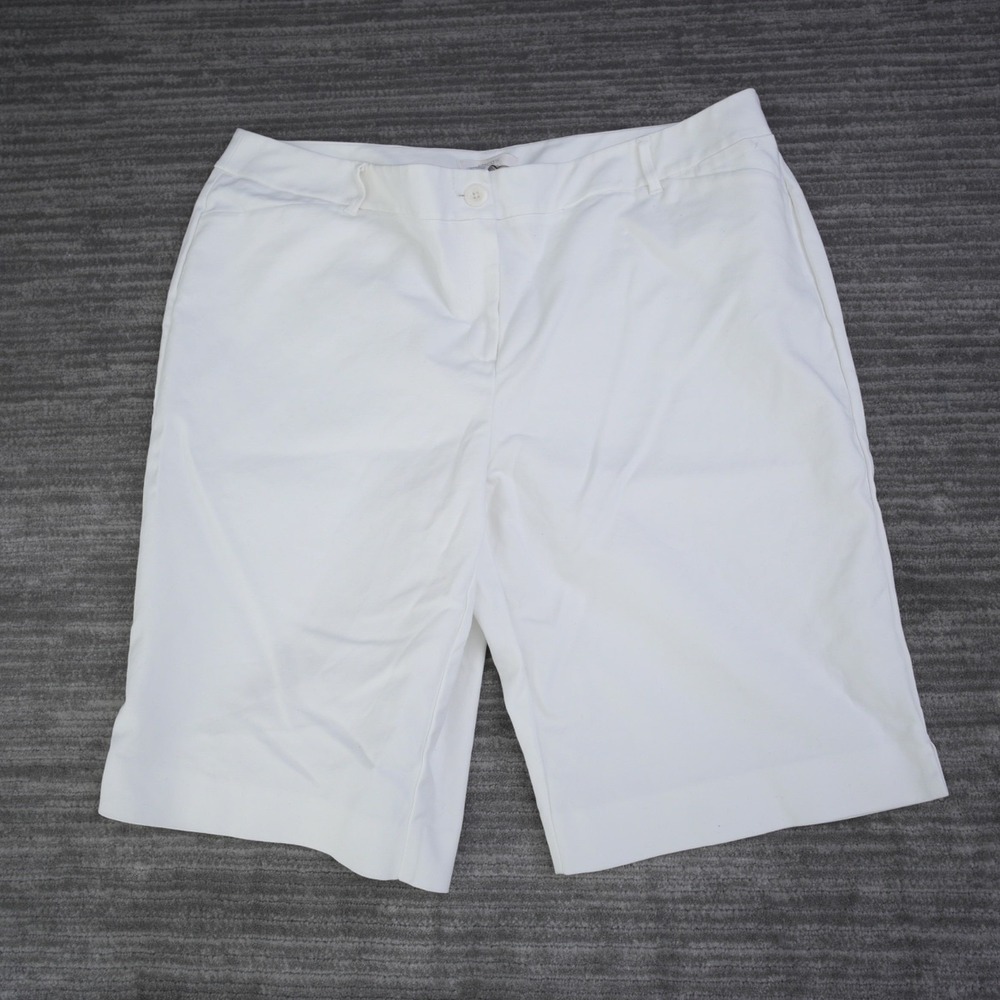 Chicos Chino Shorts Women White Solid Cotton High Rise Size 4 22 US 41.5x12.5